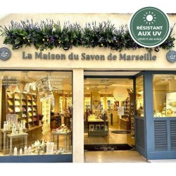 Branche d'olivier artificielle 60 cm en situation, fournitures en gros pour jardinières de façade