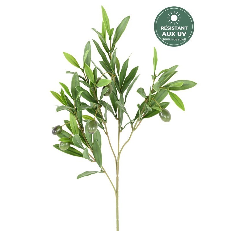 Branche d'olivier avec olives vue de près, grossiste en plantes artificielles résistantes aux UV