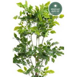 Détail des feuilles du palissandre artificiel 120 cm, fournitures en gros pour terrasses