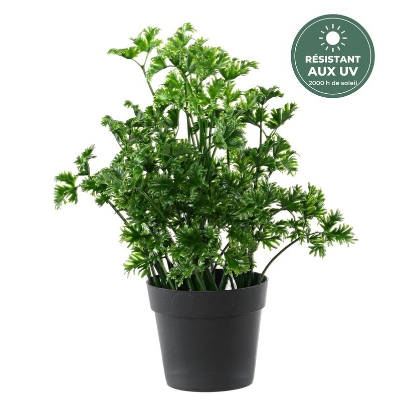 Persil artificiel vert 25 cm en pot, grossiste en plantes artificielles résistantes aux UV
