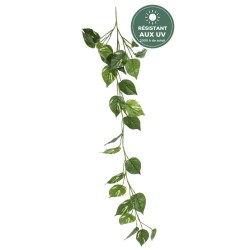 Guirlande de pothos artificiel vert 110 cm résistante aux UV, grossiste en feuillage artificiel