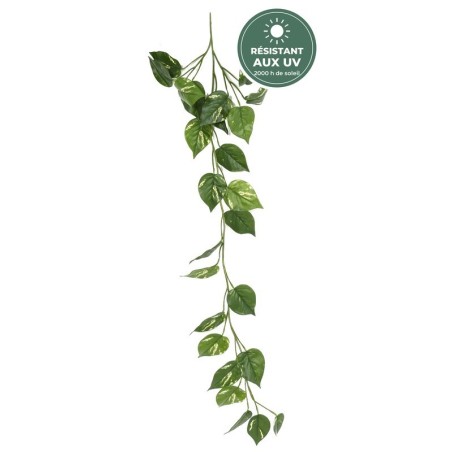 Guirlande de pothos artificiel vert 110 cm résistante aux UV, grossiste en feuillage artificiel
