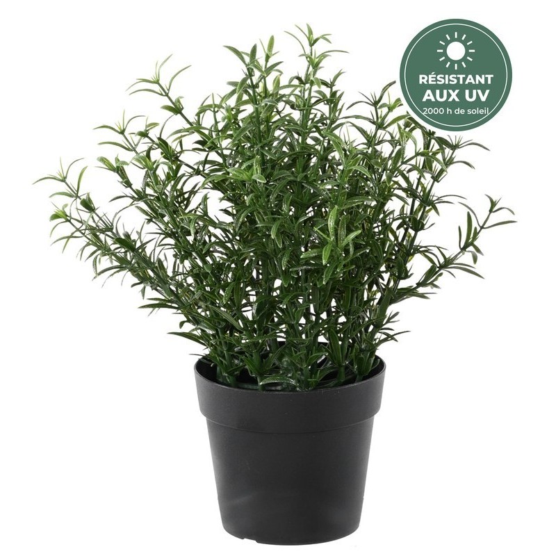 Romarin artificiel vert 24 cm en pot résistant aux UV, grossiste en plantes artificielles