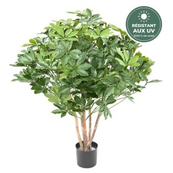 Schefflera buisson artificiel vert 90 cm en pot résistant aux UV, grossiste en plantes artificielles