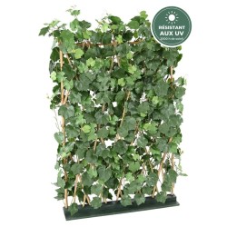 Haie de vigne artificielle verte 145 cm sur socle bois, grossiste en haies artificielles