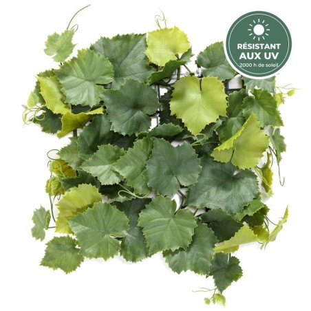 Plaque de vigne artificielle verte 35 x 35 cm résistante aux UV, grossiste en murs végétaux
