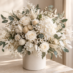 Box fleurs stabilisées blanches en gros – cérémonies