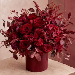 Box fleurs stabilisées bordeaux en gros – automne et Noël