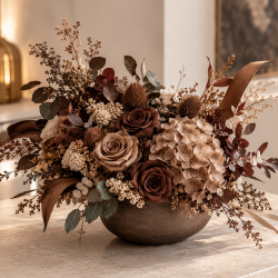 Box fleurs stabilisées marron en gros – tons chocolat
