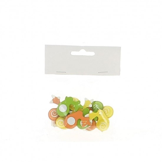 Sachet de 12 autocollants escargots orange/jaune/vert en 3,5 cm