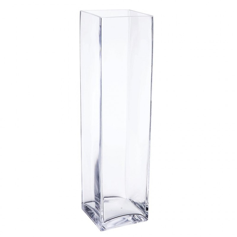 Vase carré square L14cm l14cm H55cm Transparent