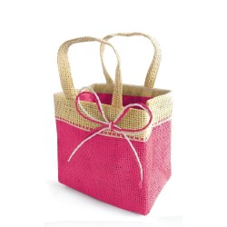 Sac imitation jute fuchsia 8x13,5x13 cm +