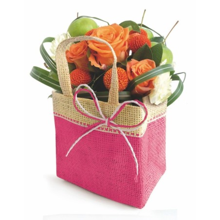 Sac imitation jute fuchsia 8x13,5x13 cm Sac imitation jute fuchsia 8x13,5x13 cm