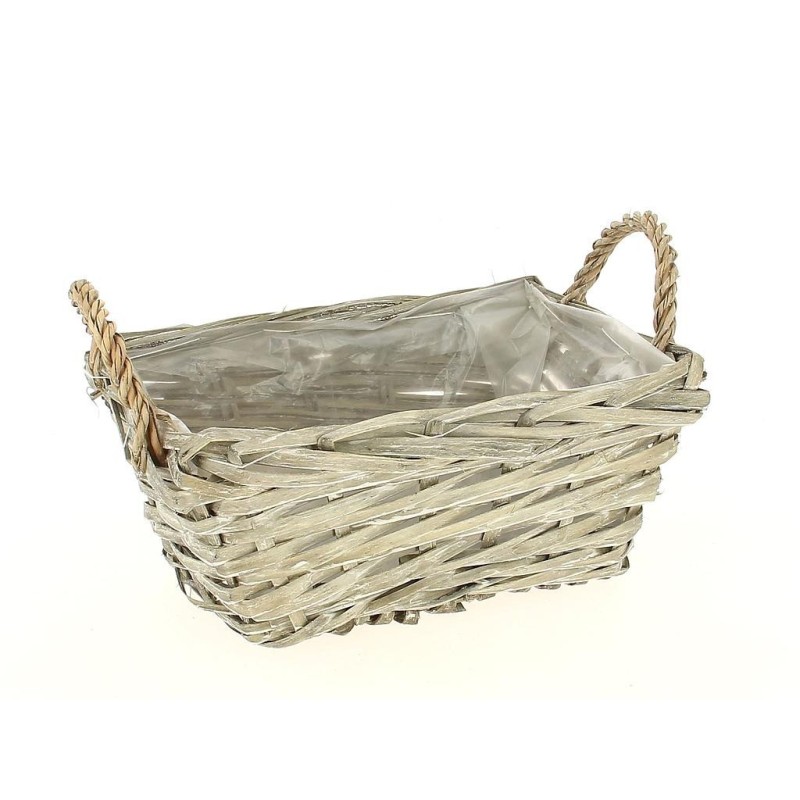 Jardinière avec Poignées Grises - Vannerie 30x20 H14cm ++