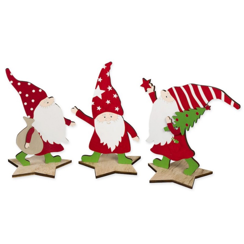 Gnomes de Noël à poser H25 cm par 3 pièces