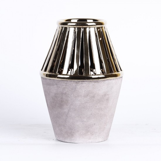 Vase couleurs gris et or 13,5x13,5x19cm
