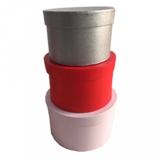 Boîte à chapeaux set de 3 modèles rond rose/rouge/gris 22x22x13cm/19x19x12cm/17x17x11cm