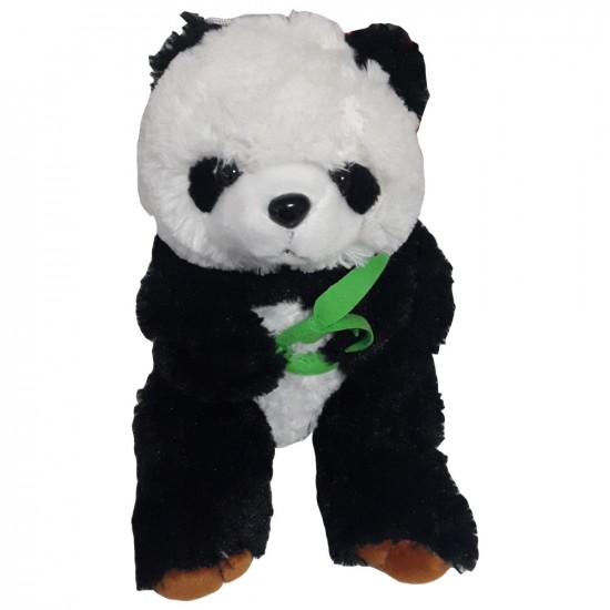 Peluche doudou panda de couleurs noir et blanc avec bambou H25cm