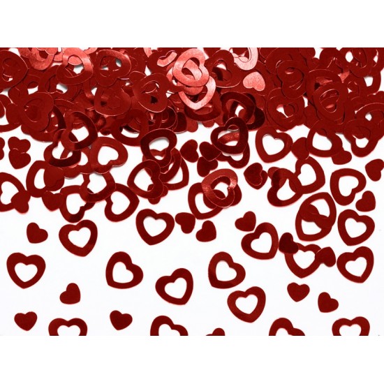 Confetti métallique en forme de coeur couleur rouge 15g