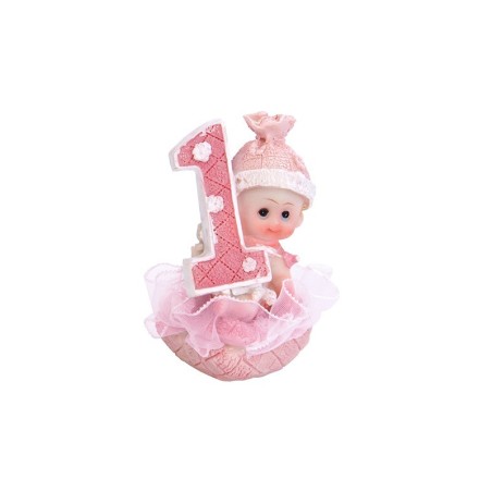 FIGURINE BEBE FILLE 1ER ANNIVERSAIRE 7cm_DF10D