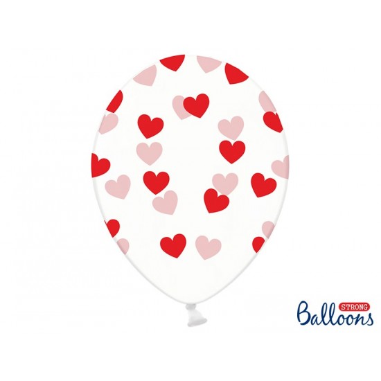 Ballon transparent coeur rouge 30 cm lot de 6 pièces
