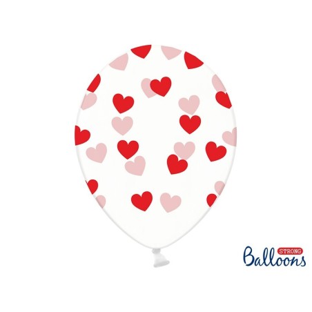 Ballon transparent coeur rouge 30 cm lot de 6 pièces