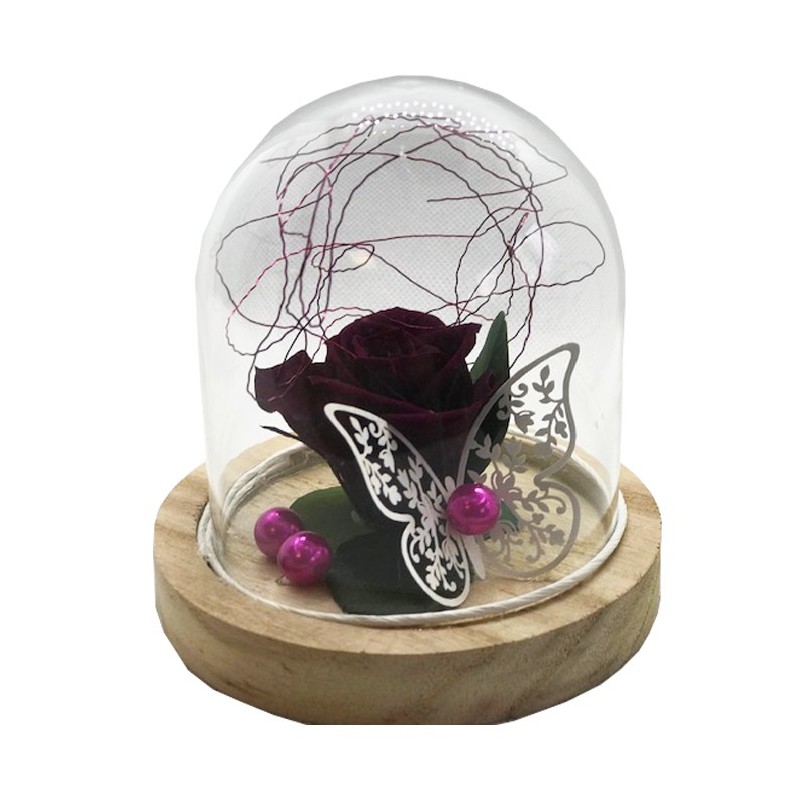 *** Composition florale décorative - Cloche - Elégance - Violet H15cm