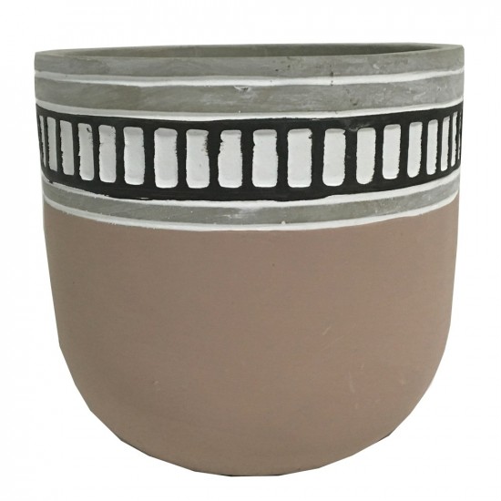 Cache pot en ciment couleur rose avec bordure à motif rectangulaire 10,5x10,5x10cm
