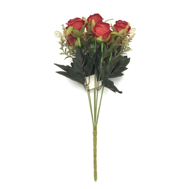 Piquet de roses artificielles rouge 35cm