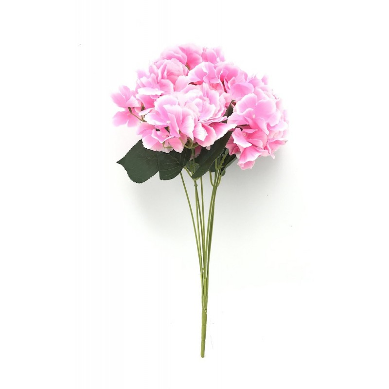Piquet hortensia artificiel rose 50cm