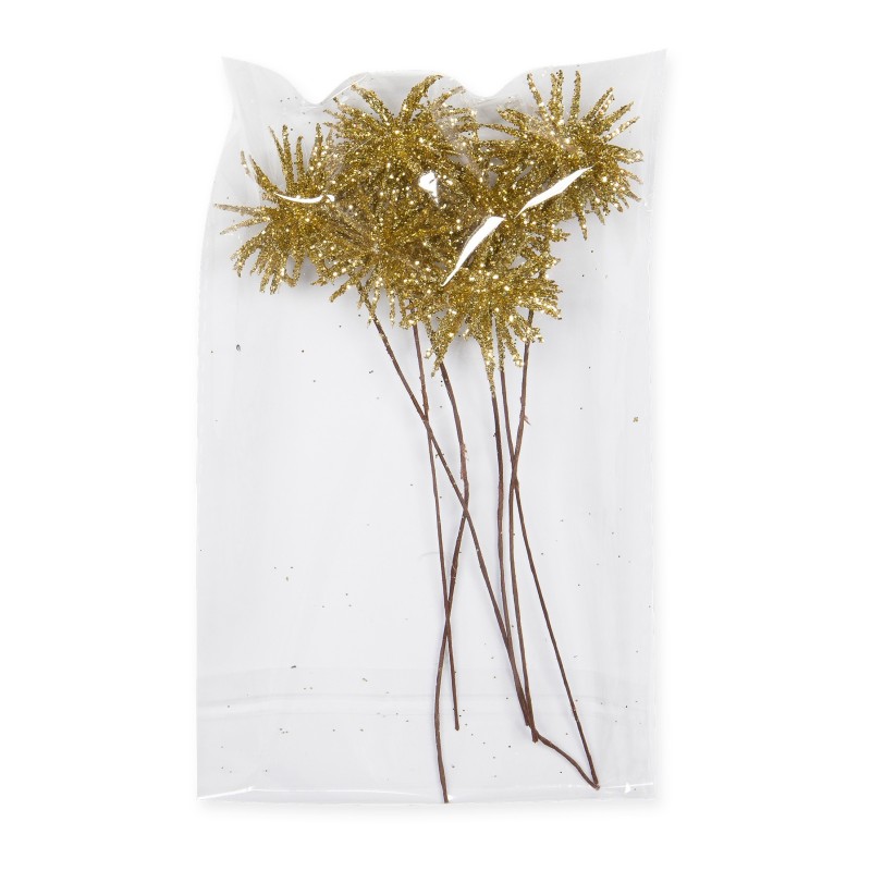 Chardon artificiel or pailleté 13 cm 6 pièces ++ Chardon artificiel or pailleté 13 cm 6 pièces ++