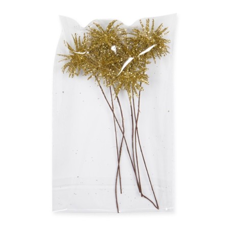 Chardon artificiel or pailleté 13 cm 6 pièces Chardon artificiel or pailleté 13 cm 6 pièces