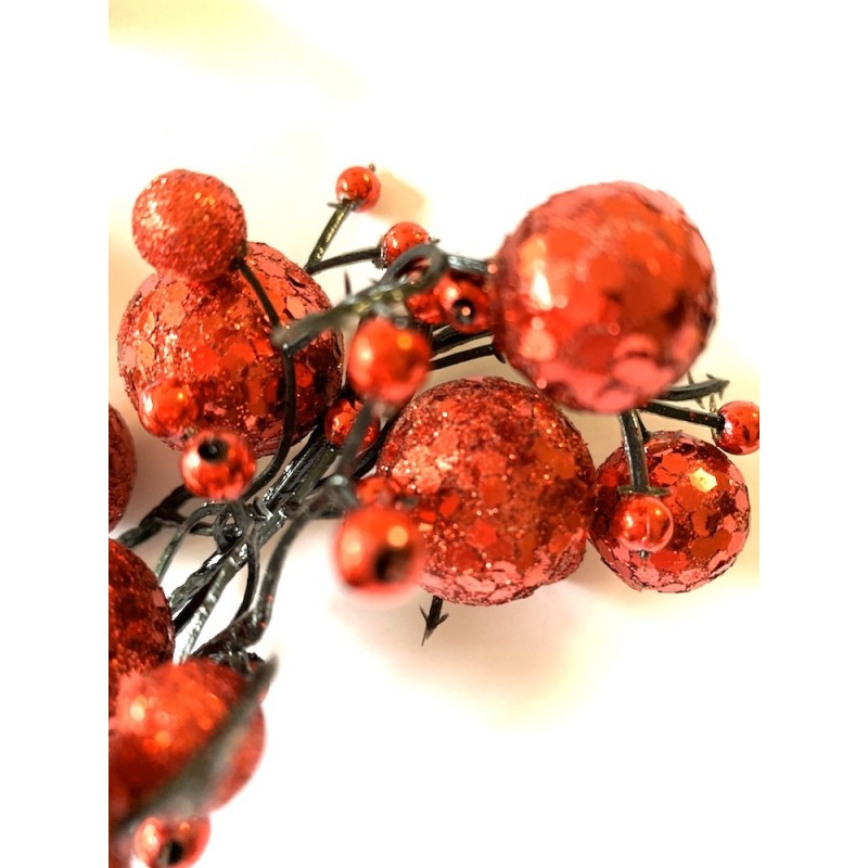 Piquet de Noël artificiel rouge 27 cm