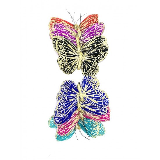 Papillon style baroque par 12 pièces 6 couleurs H15 cm
