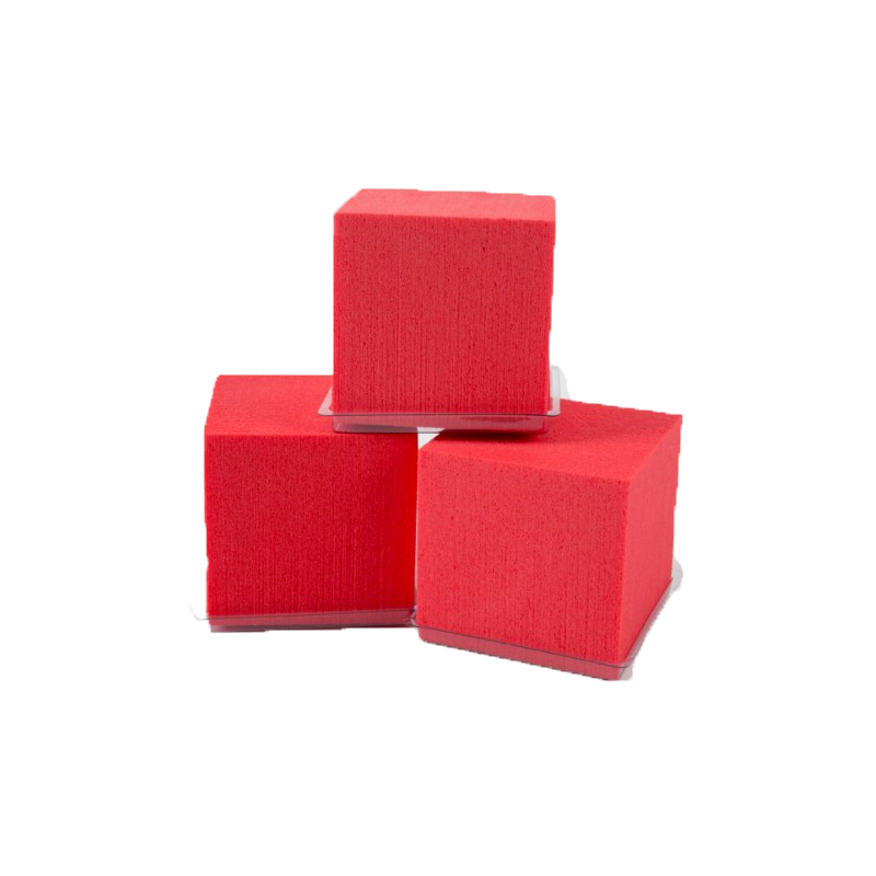 Mousse Cube Rouge avec Base Plastique 10cm 3 pièces - Oasis Rainbow