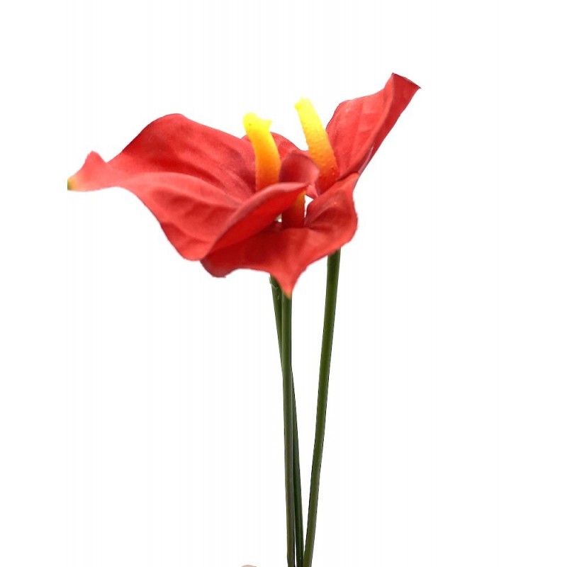 Anthurium Artificielle Rouge 3 Fleurs 53cm