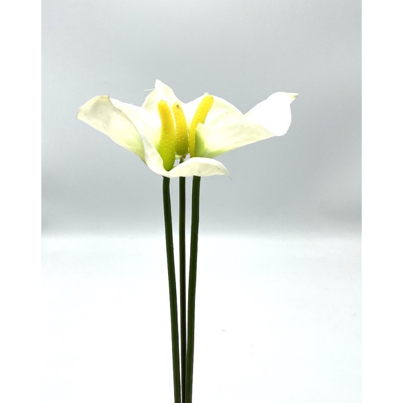 Anthurium Artificielle Crème 3 Fleurs 53cm