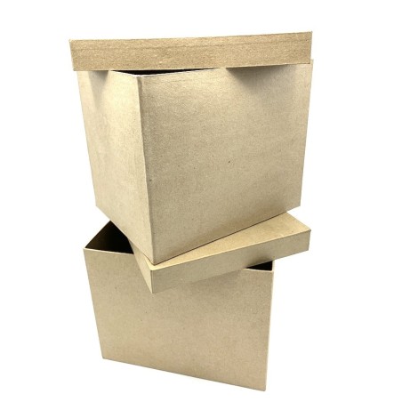 Boîte rectangle en lot de 2 en kraft naturel 23,5x18,5x19,5/25x20x20