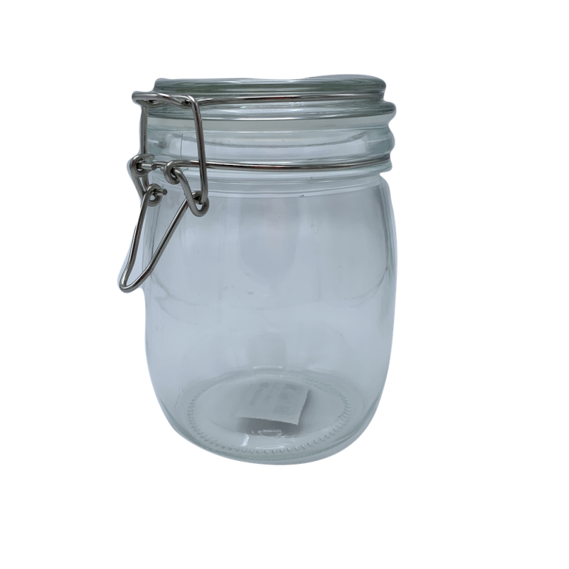 Bocal avec couvercle ouverture mécanique H14,5Xø9 cm ++ Bocal avec couvercle ouverture mécanique H14,5Xø9 cm ++