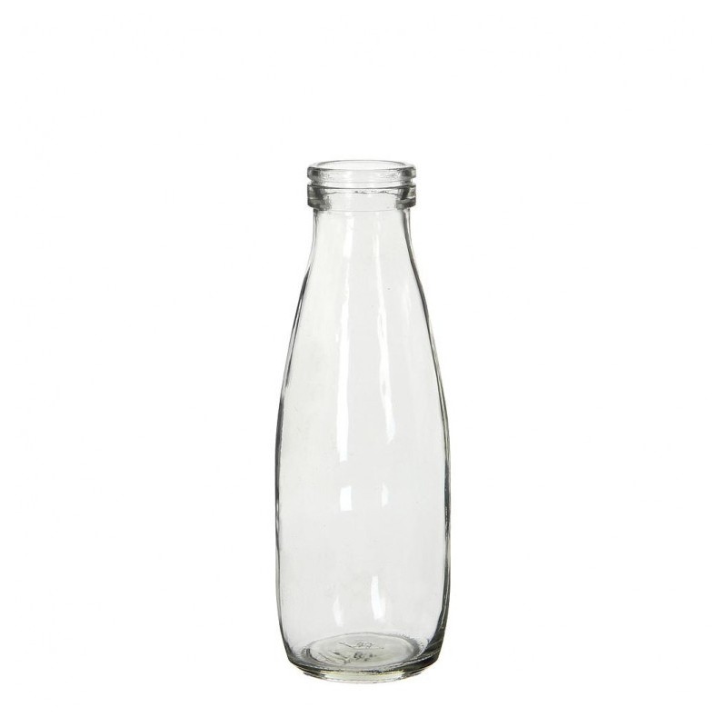 Bouteille de lait en verre transparent  H21xø7,3 cm