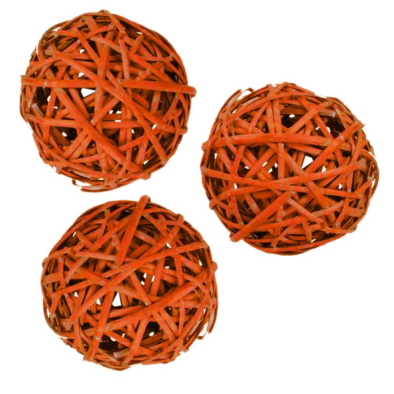 Boule en Osier "Brunch Ball" Orange ø6cm Lot de 12 pièces