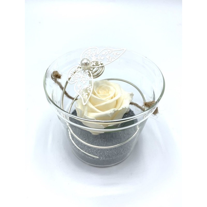 *** Composition florale décorative - Seau - Envolée - Champagne ø12cm H13 cm