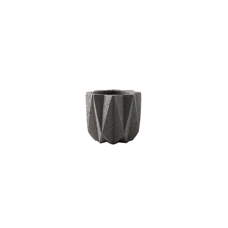 Pot percé gris en céramique de forme géométrique ø13 H 12cm