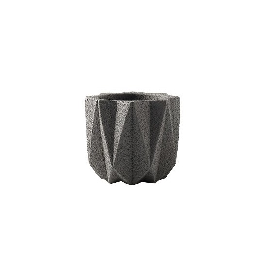 Pot percé gris en céramique de forme géométrique ø13 H 12cm