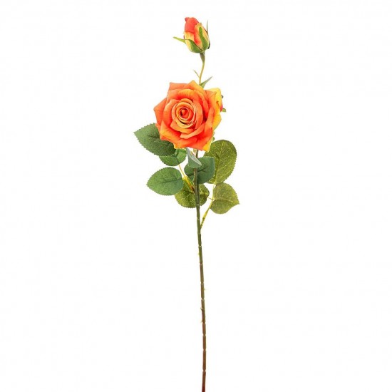 Rose artificielle avec fleur et bouton Agathe Orange 59cm