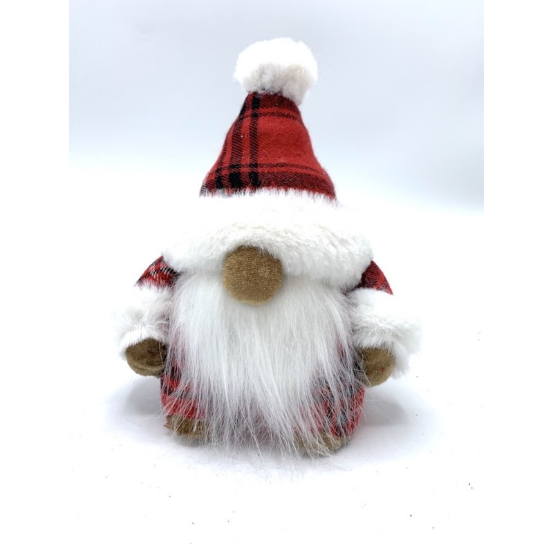 Père Noel écossais Figurine H17cm Rouge et Blanc