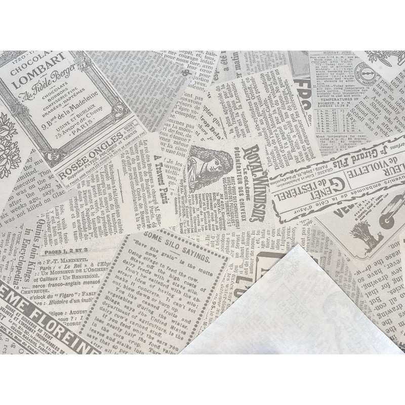 Rouleau de papier Gris motif Journaux 0,7x50m Waterproof
