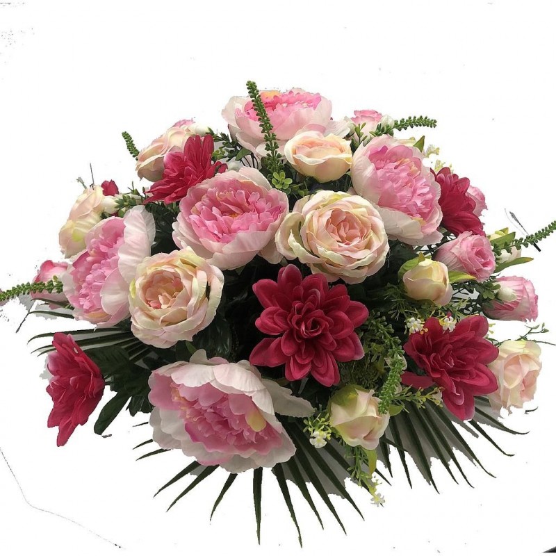 ***Composition florale funéraire - Coussin - Madrid - Rose ø55