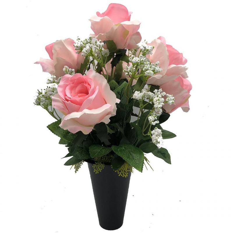 ***Composition florale funéraire - Cône - Nice - Rose H 40cm