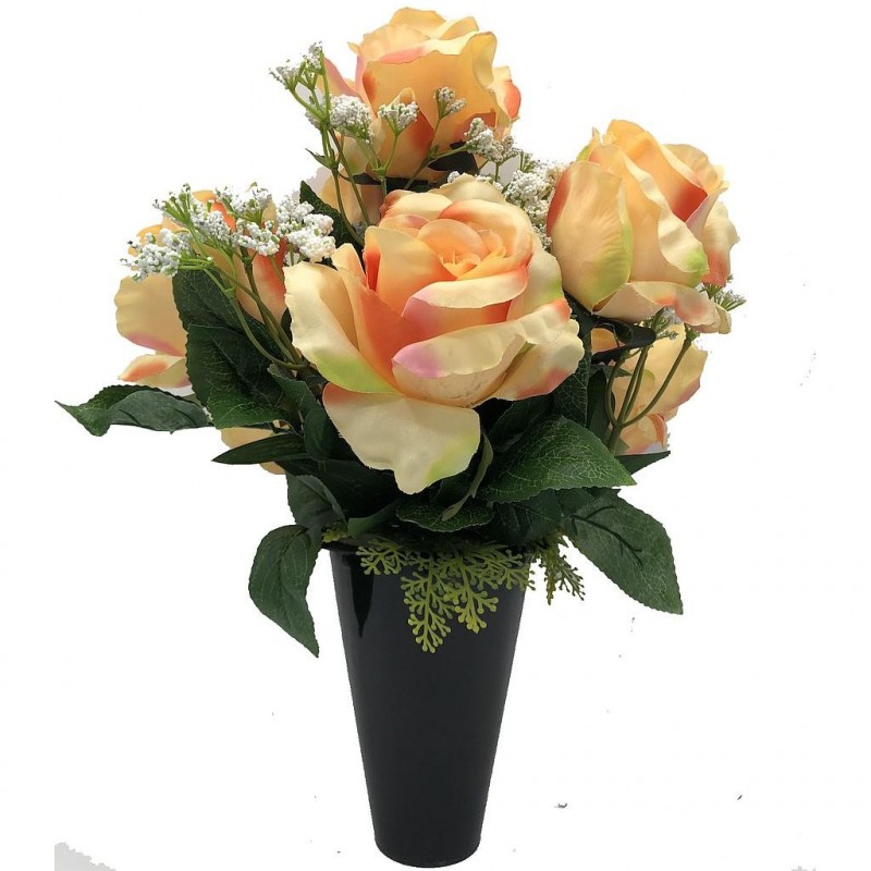 ***Composition florale funéraire - Cône - Nice - Saumon H 40cm